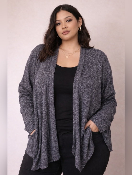 Philosophy Sweaters - Anthropologie Philosophy | Heather Charcoal Open Front Cardigan, Size 3XL
